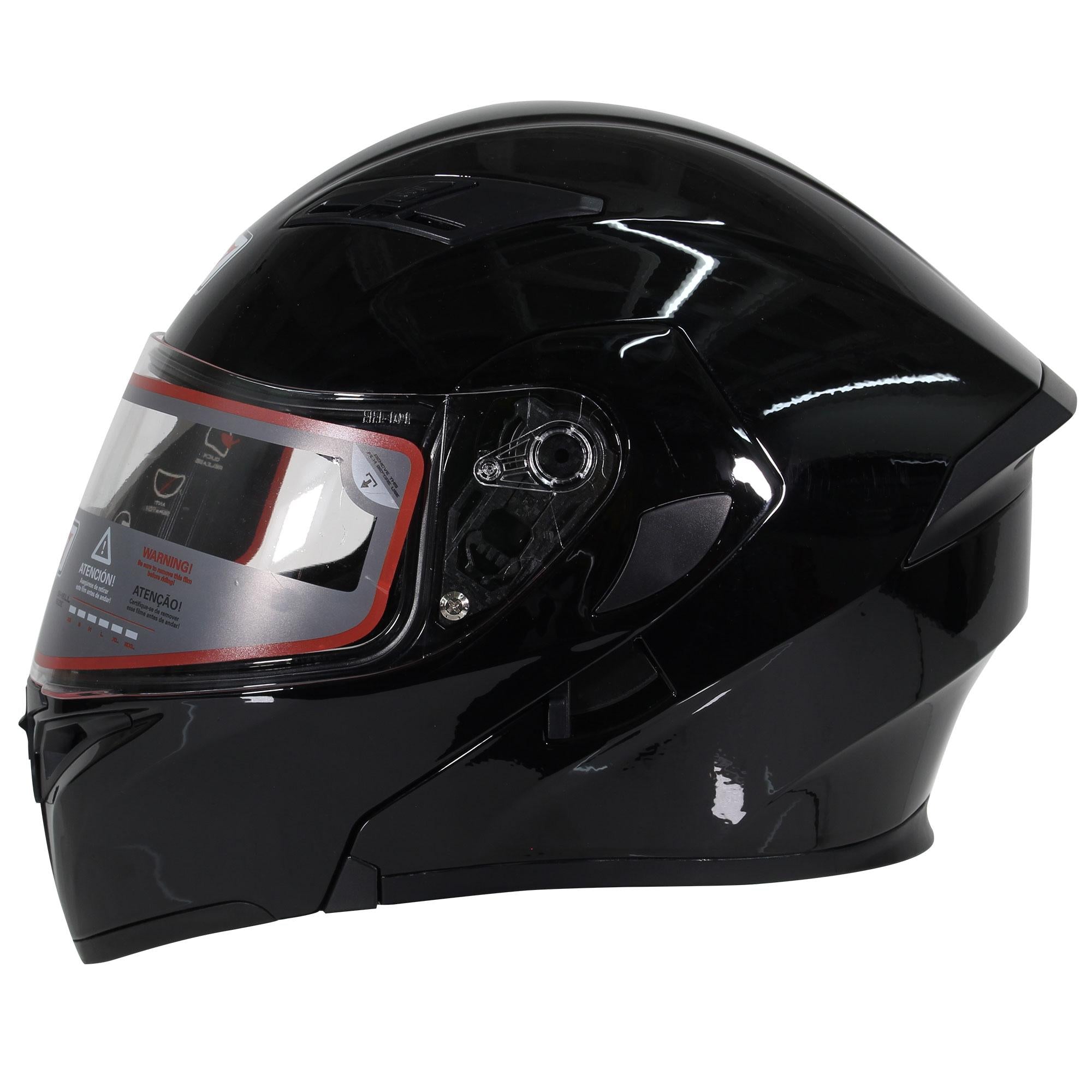 Casco Abatible R7 Racing Unscarred Solid Doble Mica DOT Negro Brillante