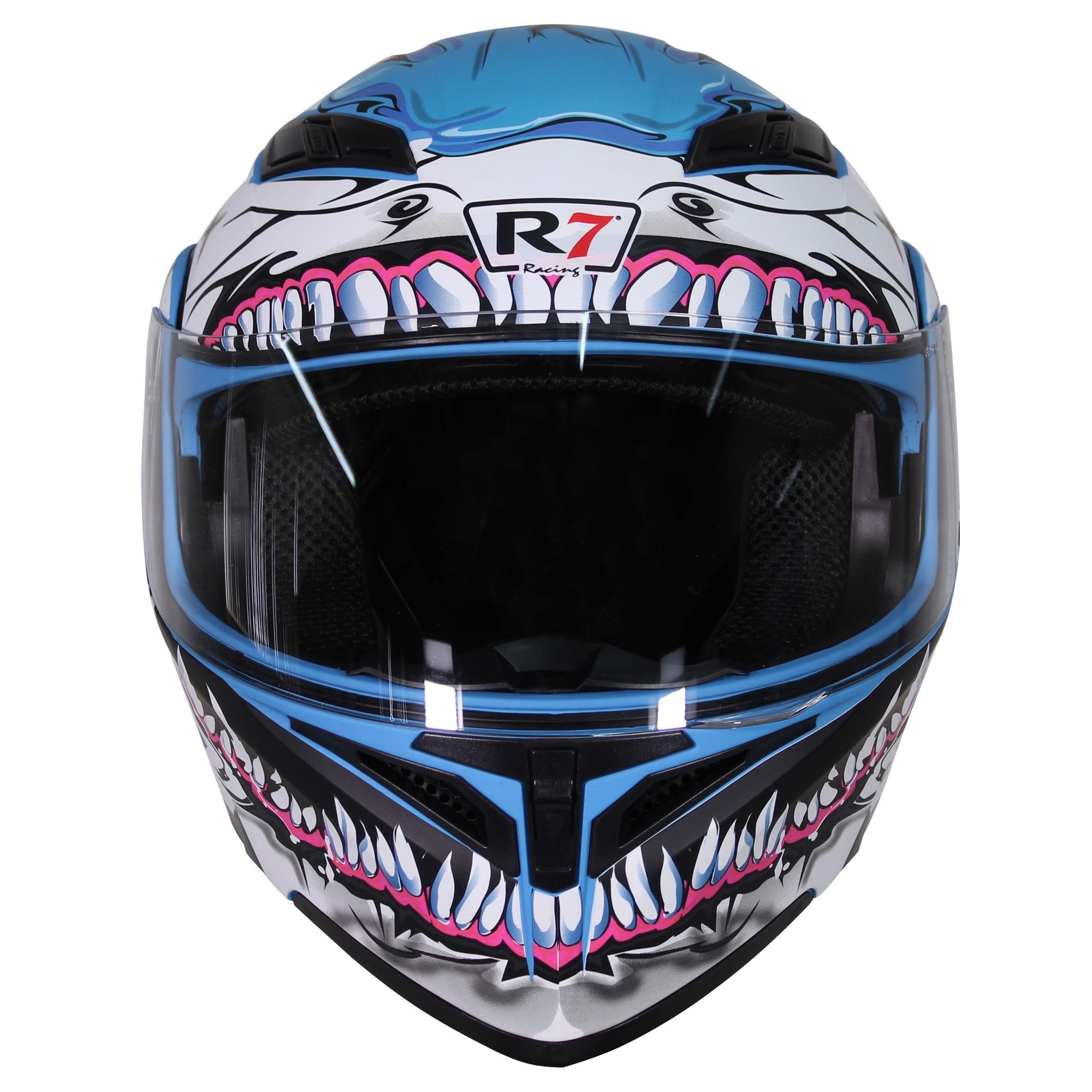 Casco Abatible R7 Racing Unscarred Tiburon Doble Mica DOT