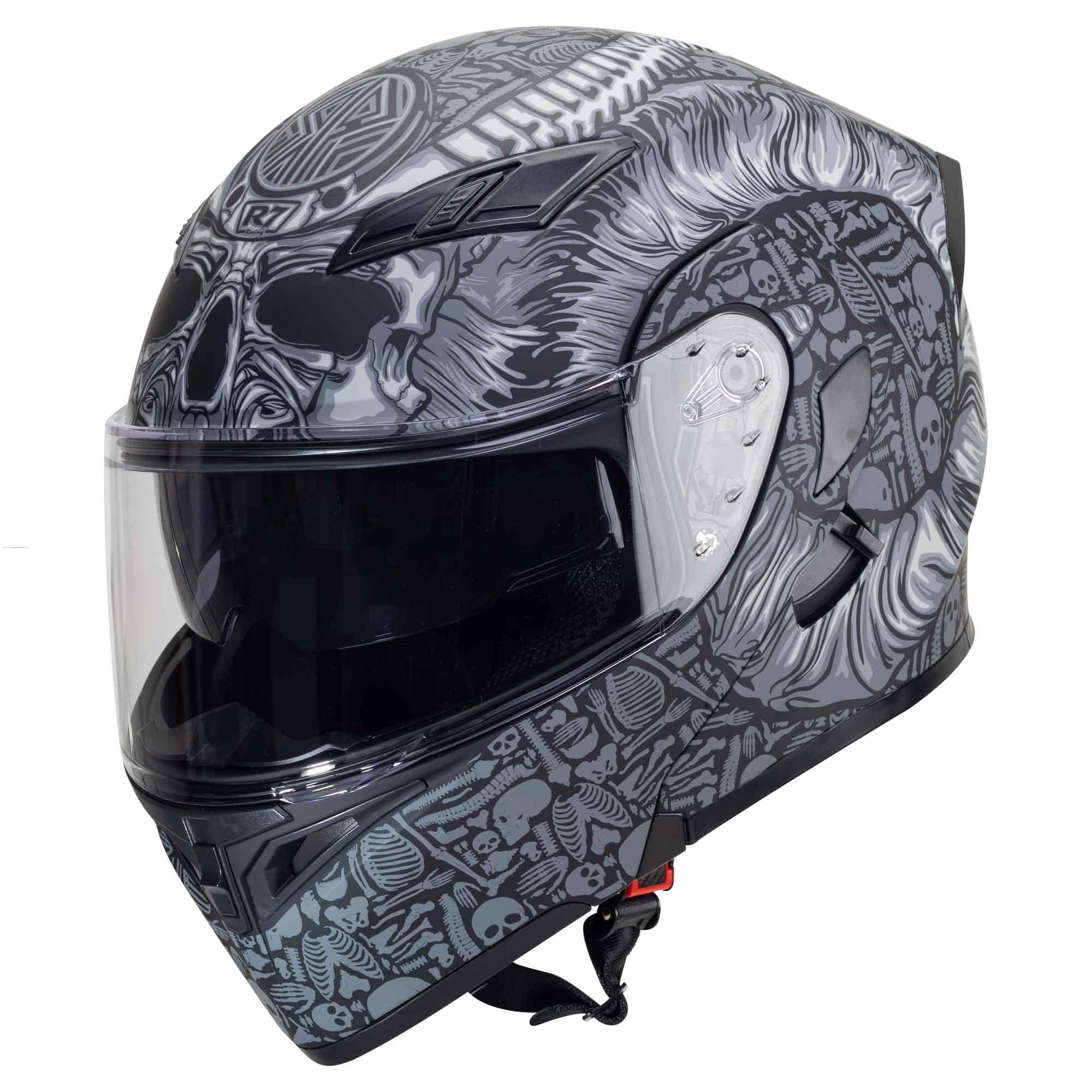 Casco Abatible R7 Racing Unscarred Bone Demon Doble Mica DOT