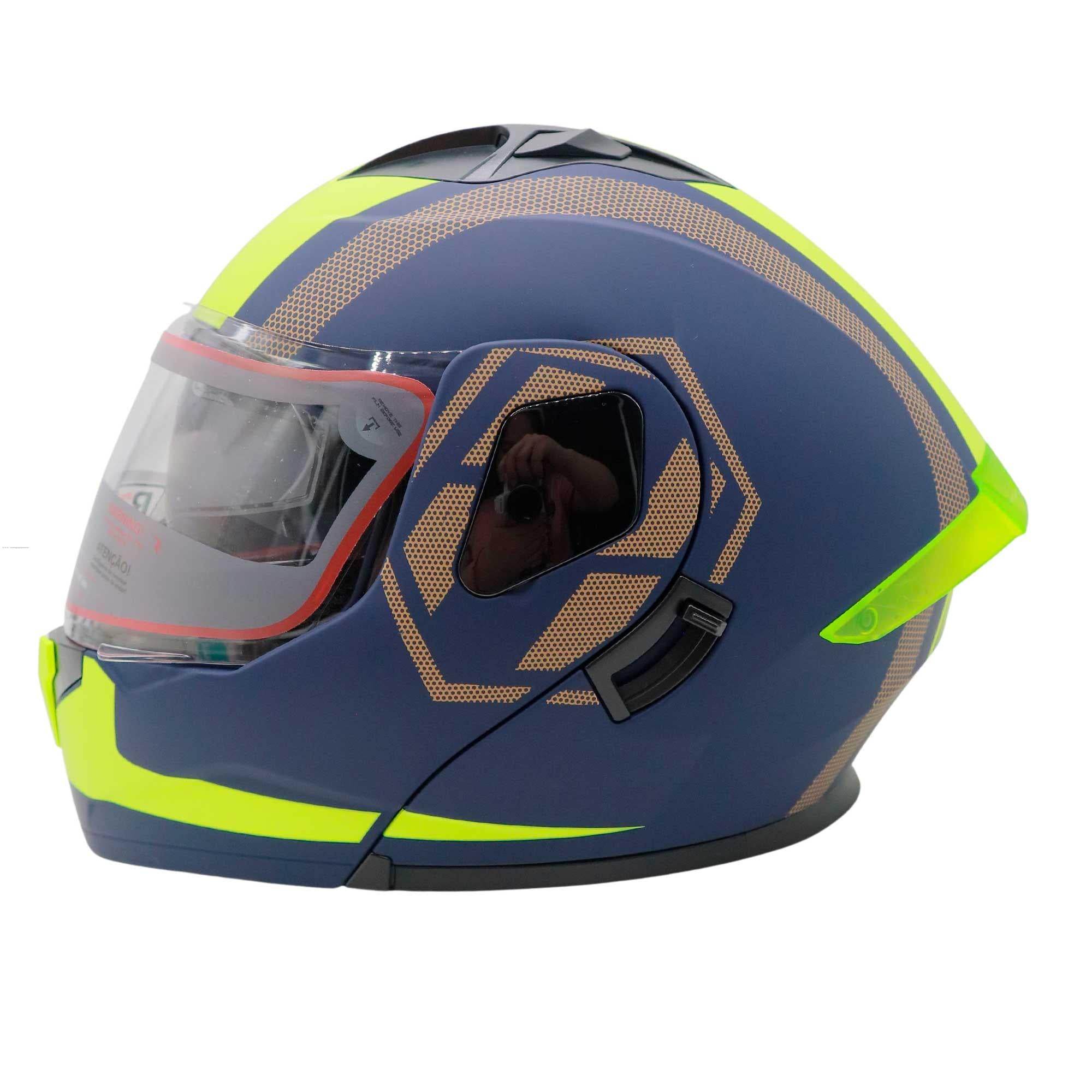 Casco Abatible R7 Racing Dynatos Factor Amarillo Doble Mica