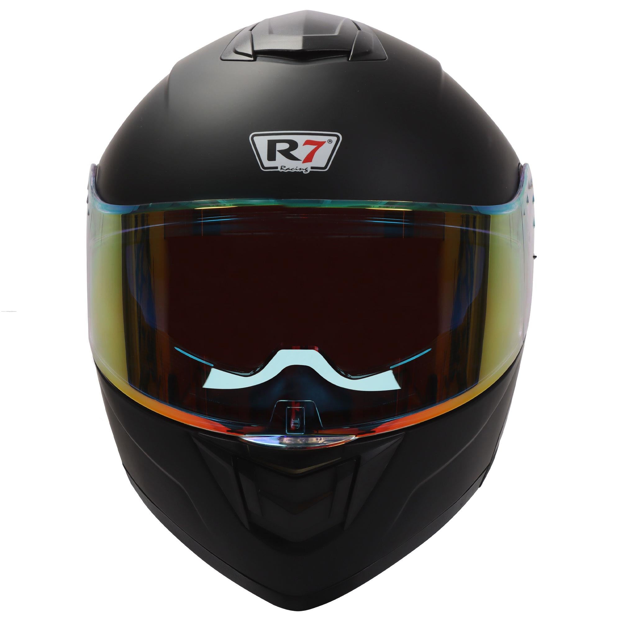 Casco Abatible R7 Racing Alfa Con LED Doble Mica DOT Negro Mate (Mica Premium Night Vision)