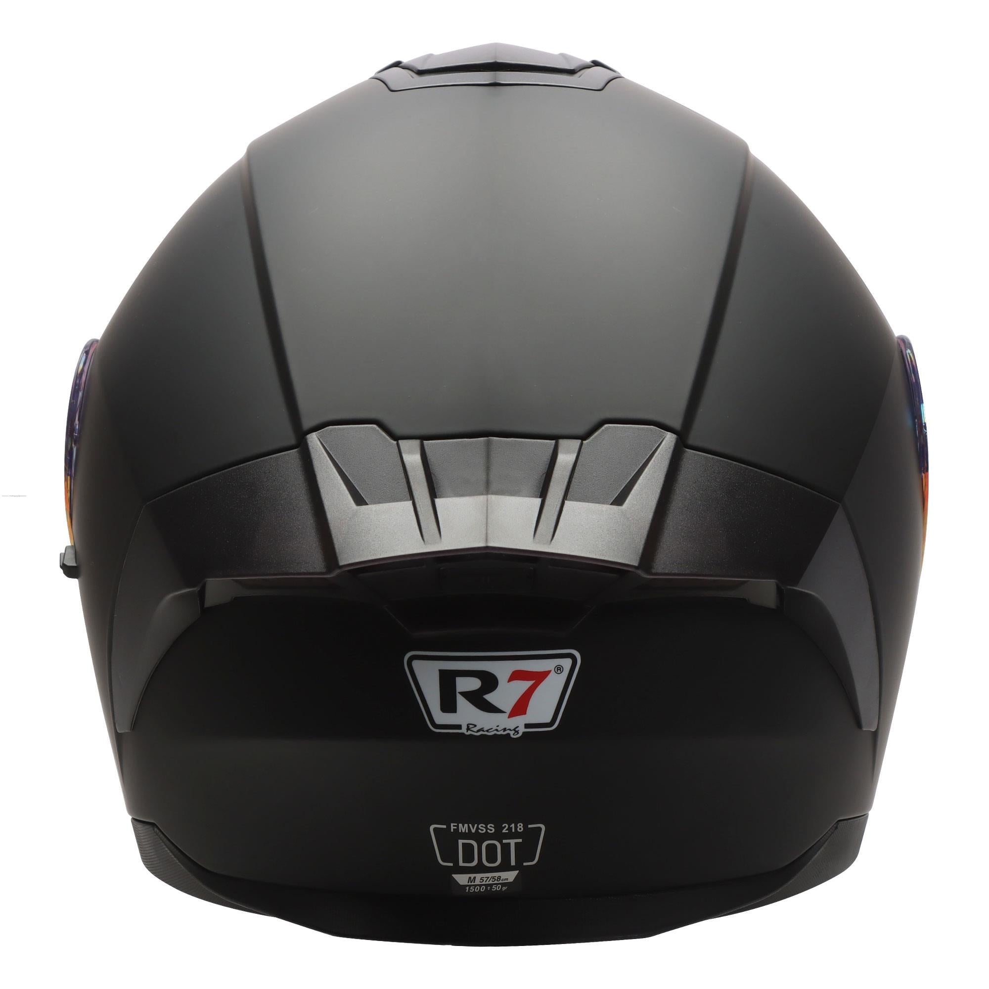 Casco Abatible R7 Racing Alfa Con LED Doble Mica DOT Negro Mate (Mica Premium Night Vision)