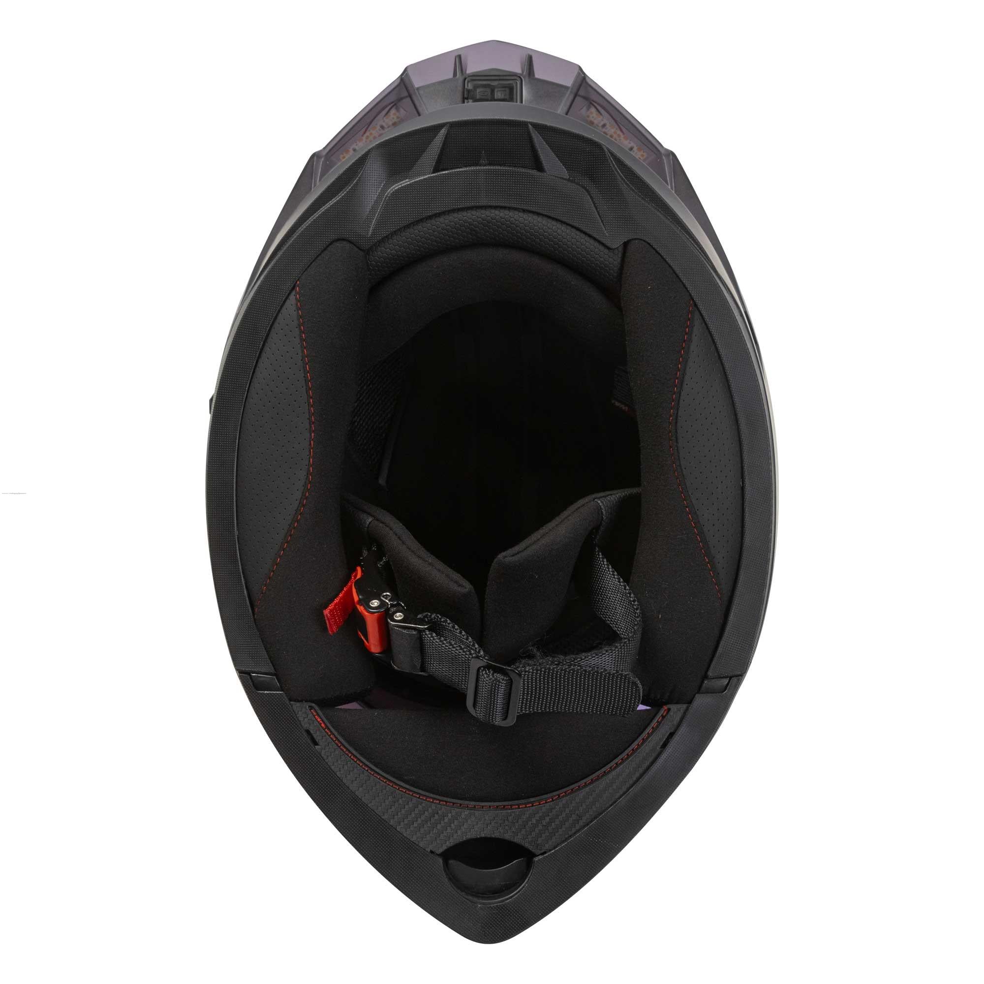 Casco Abatible R7 Racing Alfa Con LED Doble Mica DOT Negro Mate (Mica Premium Night Vision)