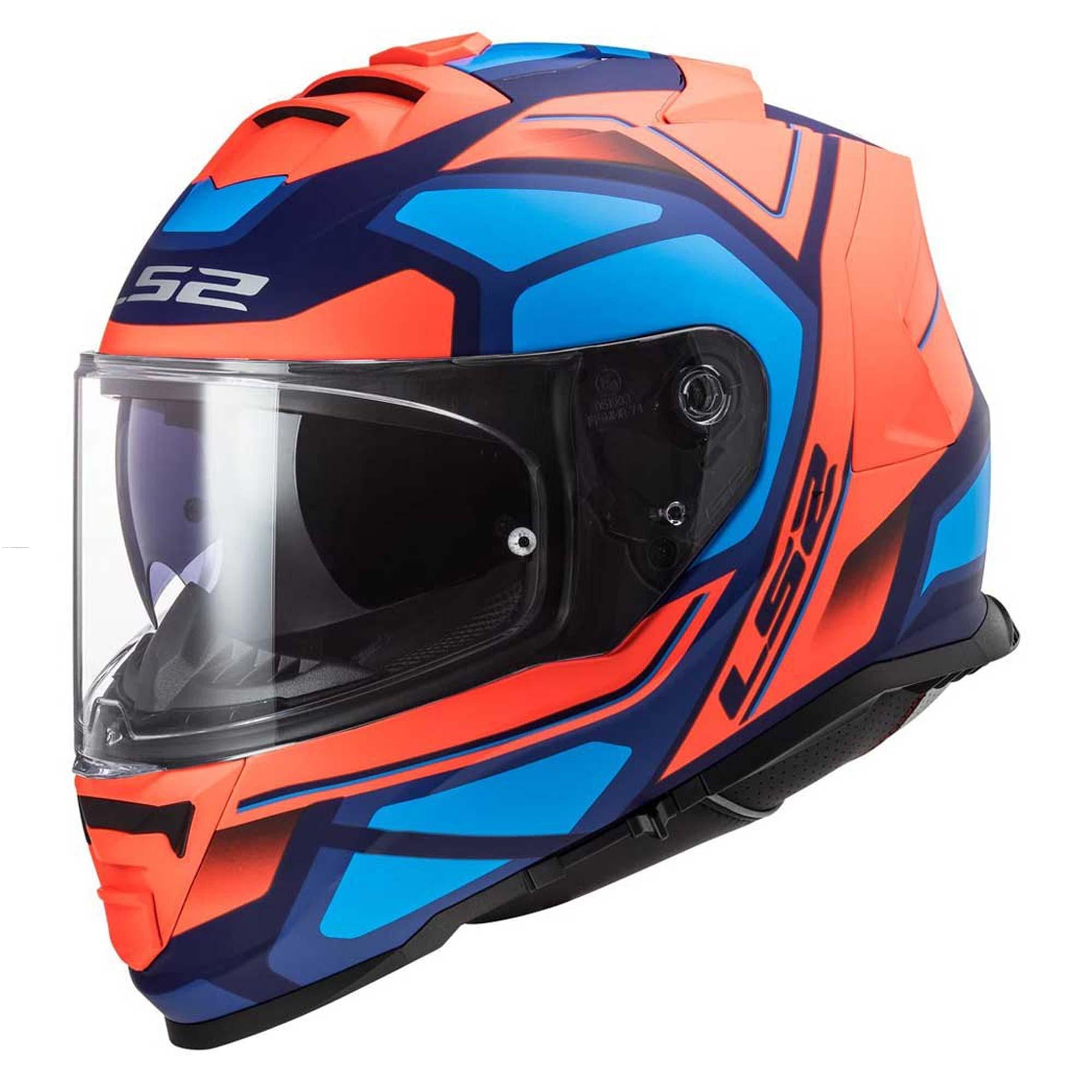 Casco Cerrado LS2 Storm II Faster Azul / Naranja Mate FF800