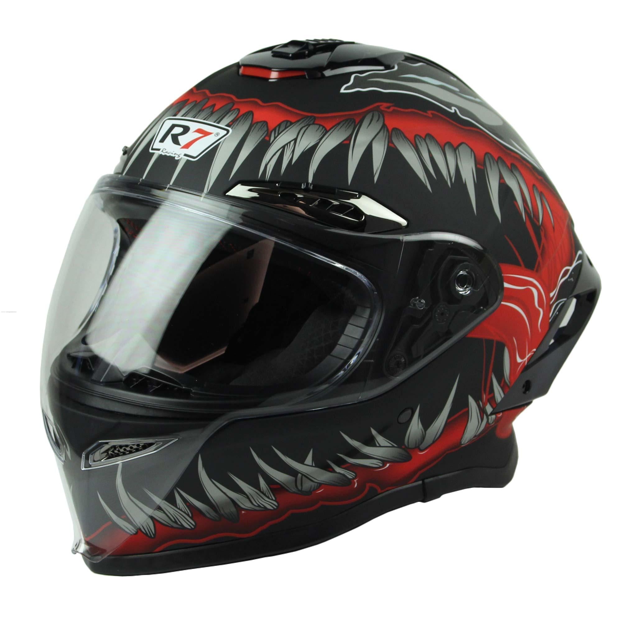 Casco Cerrado R7 Racing Arrow Colmillos Rojo Mate