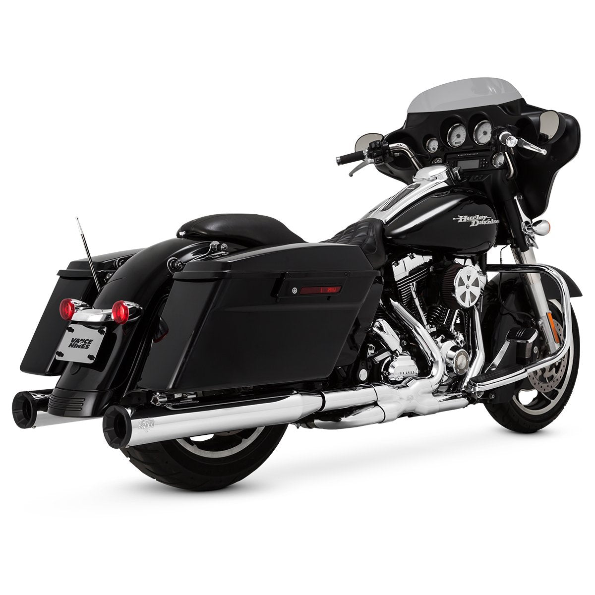 Escape Vance & Hines Eliminator 400 Slip Ons Cromo/Negro para Harley Davidson '95-'16 Touring (Colas)