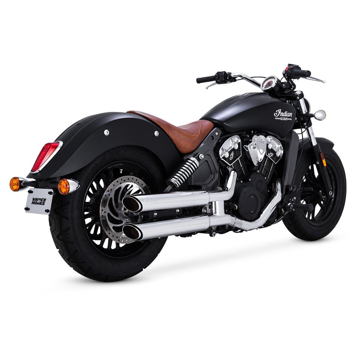 Escape Vance & Hines Twin Slash Slip Ons Cromo para Indian '15-'24 Scout (Colas)