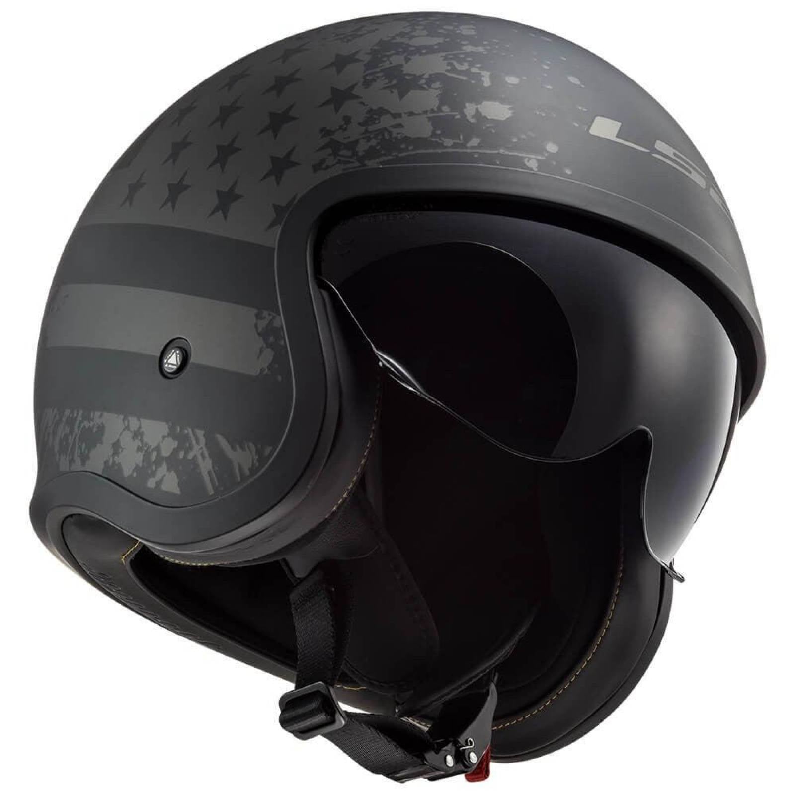 Casco Abierto LS2 Spitfire Black Flag Negro Mate Titanium OF599