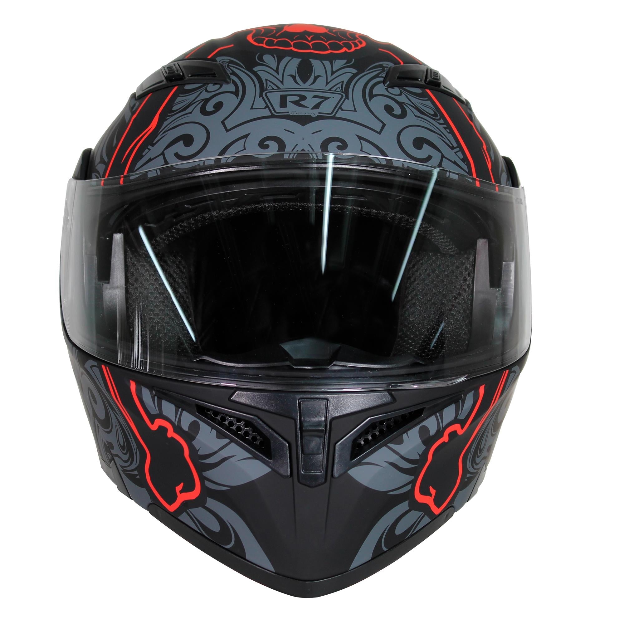 Casco Abatible R7 Racing Unscarred Tribal Skull Doble Mica