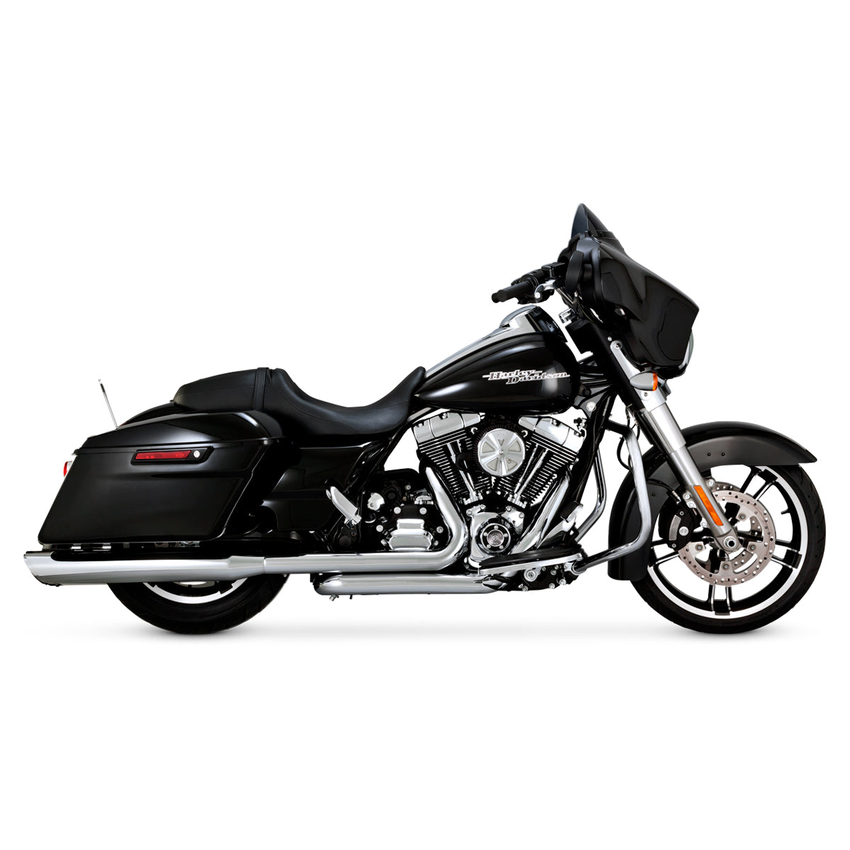 Escape Vance & Hines Twin Slash Round Slip Ons para Harley Davidson '95-'16 Touring / '09-'24 Tri Glide(Colas)