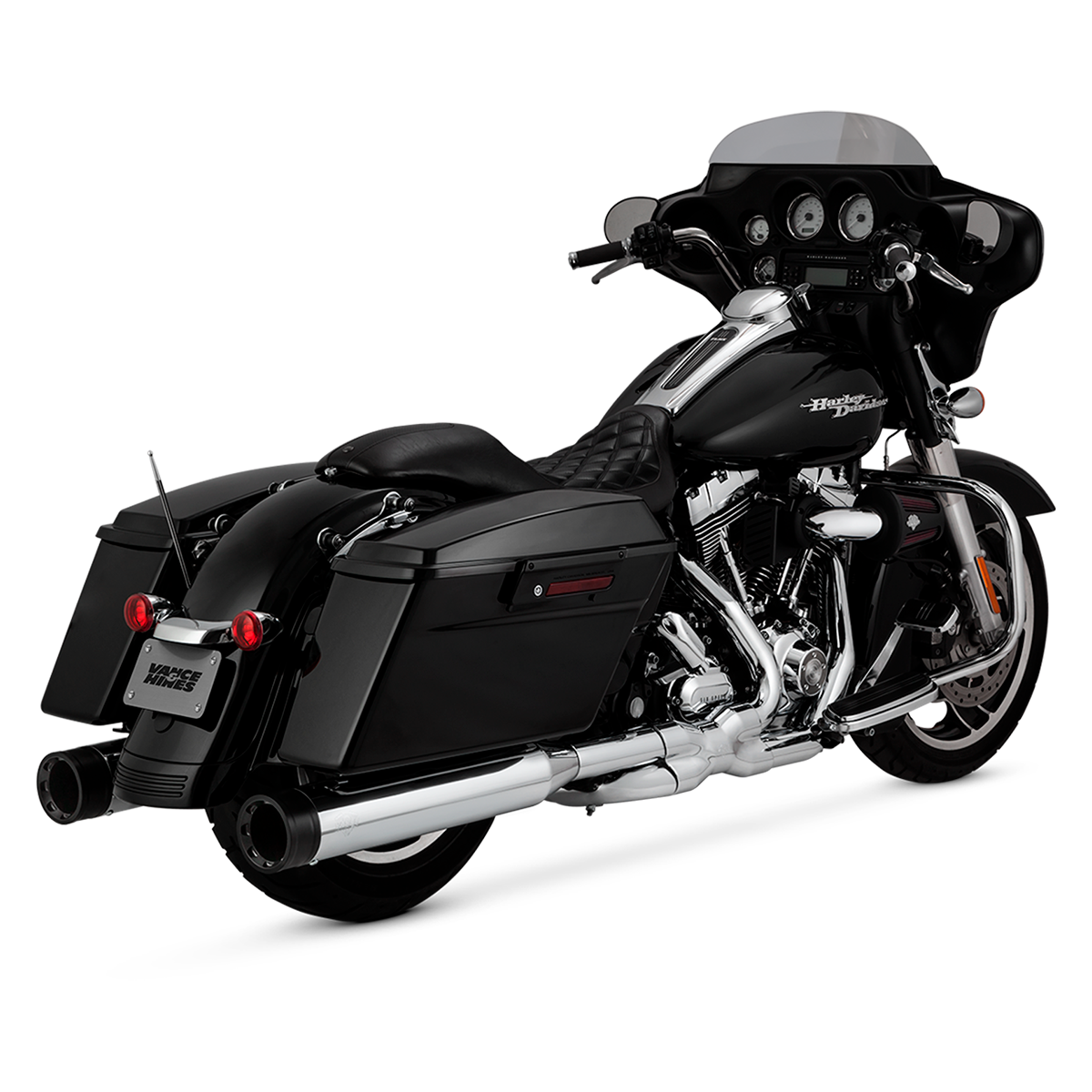 Escape Vance & Hines Oversized 450 destroyer Slip Ons Cromo - Negro para Harley Davidson '95-'16 Touring (Colas)