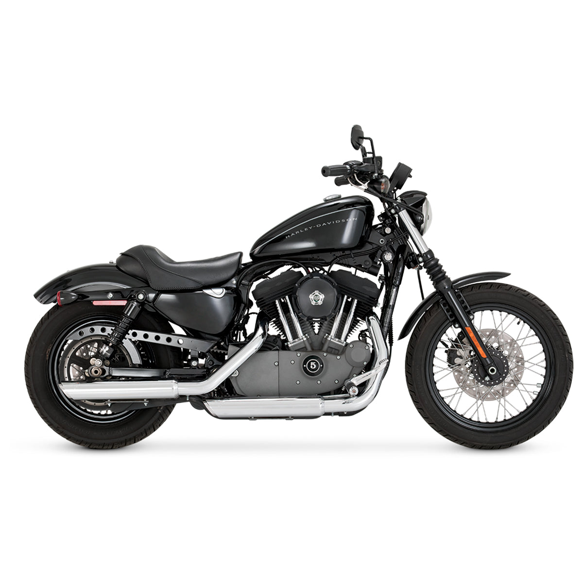 Escape Vance & Hines Twin Slash 3″ Slip Ons Cromo para Harley Davidson Sportster '04-'13 (Colas)