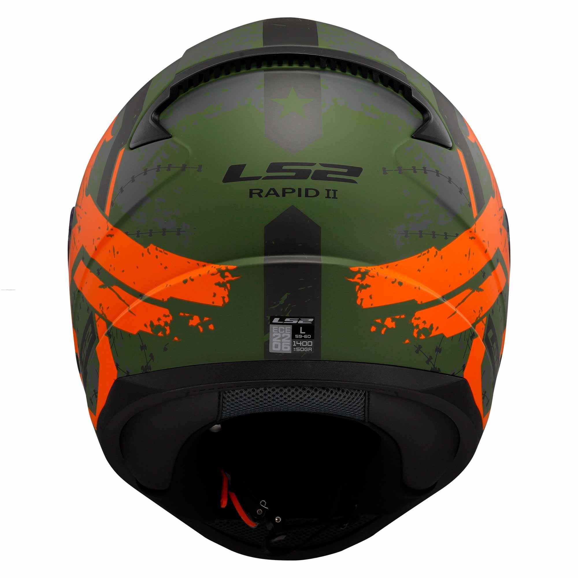 Casco Cerrado LS2 Rapid II Thunder Birds Naranja / Verde Mate FF35