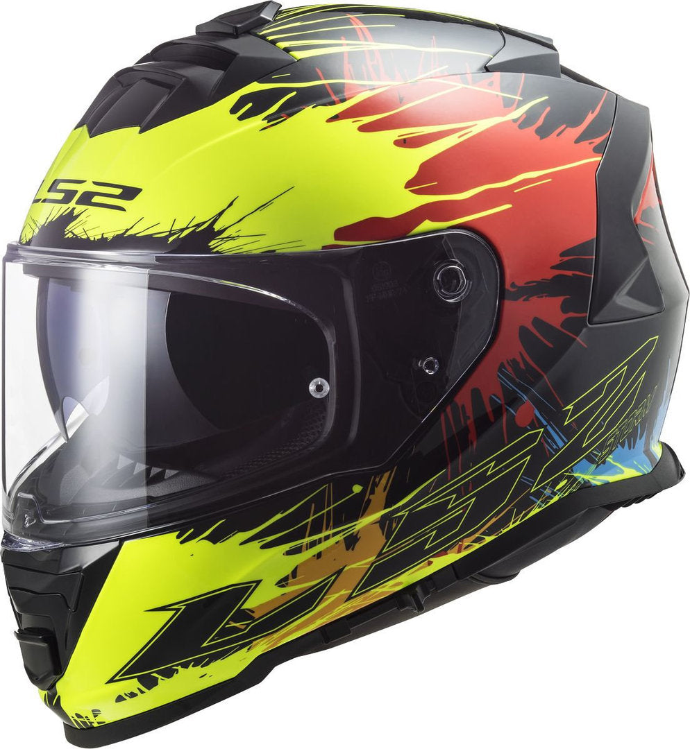 Casco Cerrado LS2 Storm II Drop Negro / Amarillo / Rojo FF800