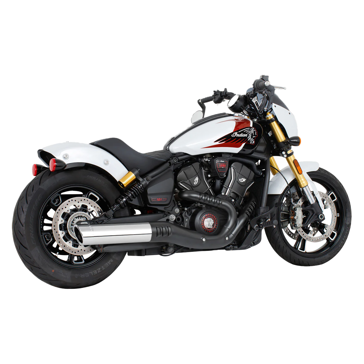 Escape Freedom Performance 4" Slip On Liberty Cromo para Indian 2025 Scout / 101 / Classic / Super / Sport / Bobber (Cola)