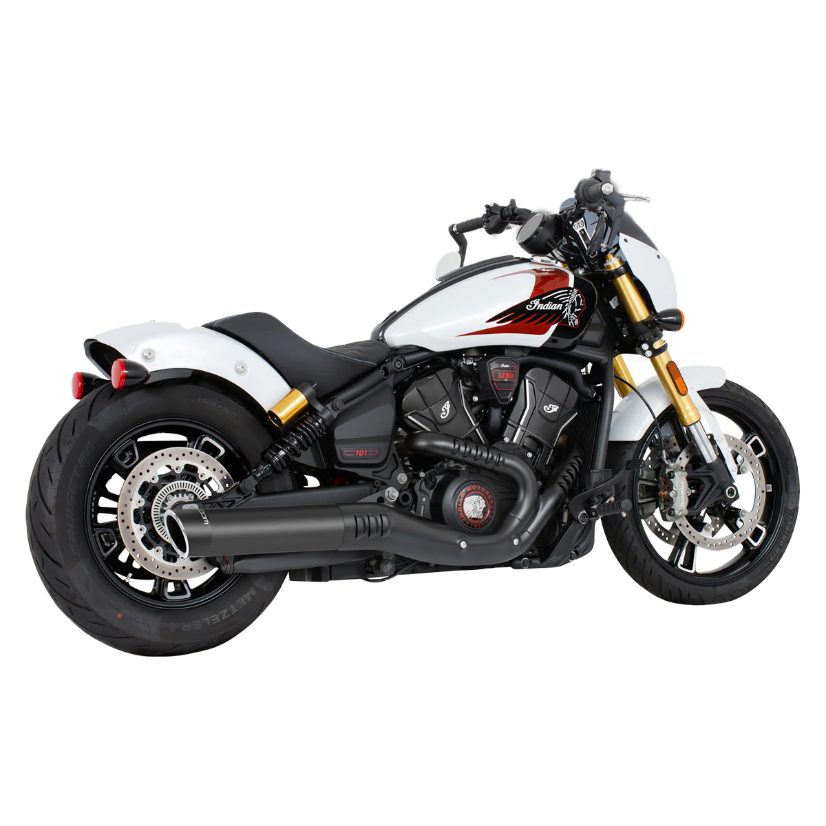 Escape Freedom Performance 4" Slip On Liberty Negro para Indian 2025 Scout / 101 / Classic / Super / Sport / Bobber (Cola)