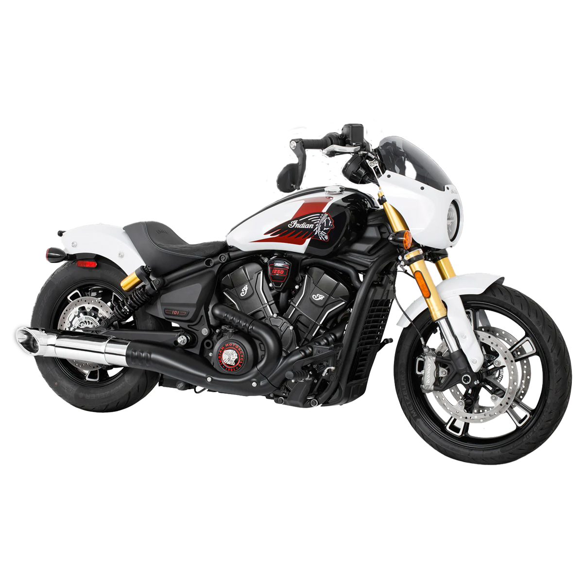 Escape Freedom Performance 4.5" Slip On Turn Out Cromo para Indian 2025 Scout / 101 / Classic / Super / Sport / Bobber (Cola)