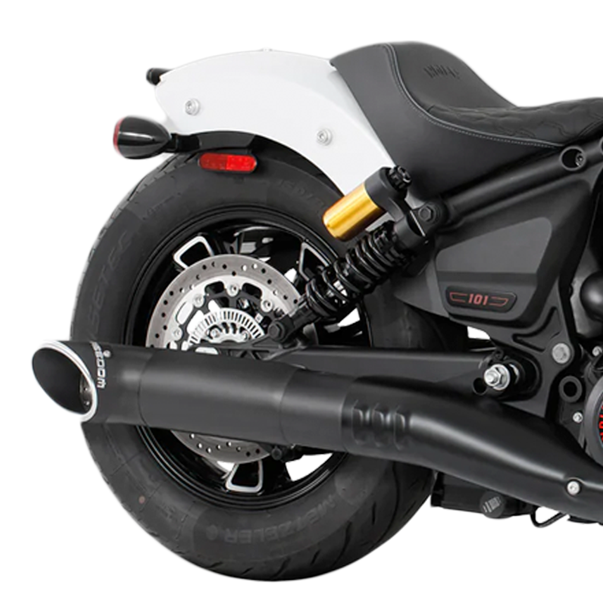 Escape Freedom Performance 4.5" Slip On Turn Out Negro para Indian 2025 Scout / 101 / Classic / Super / Sport / Bobber (Cola)