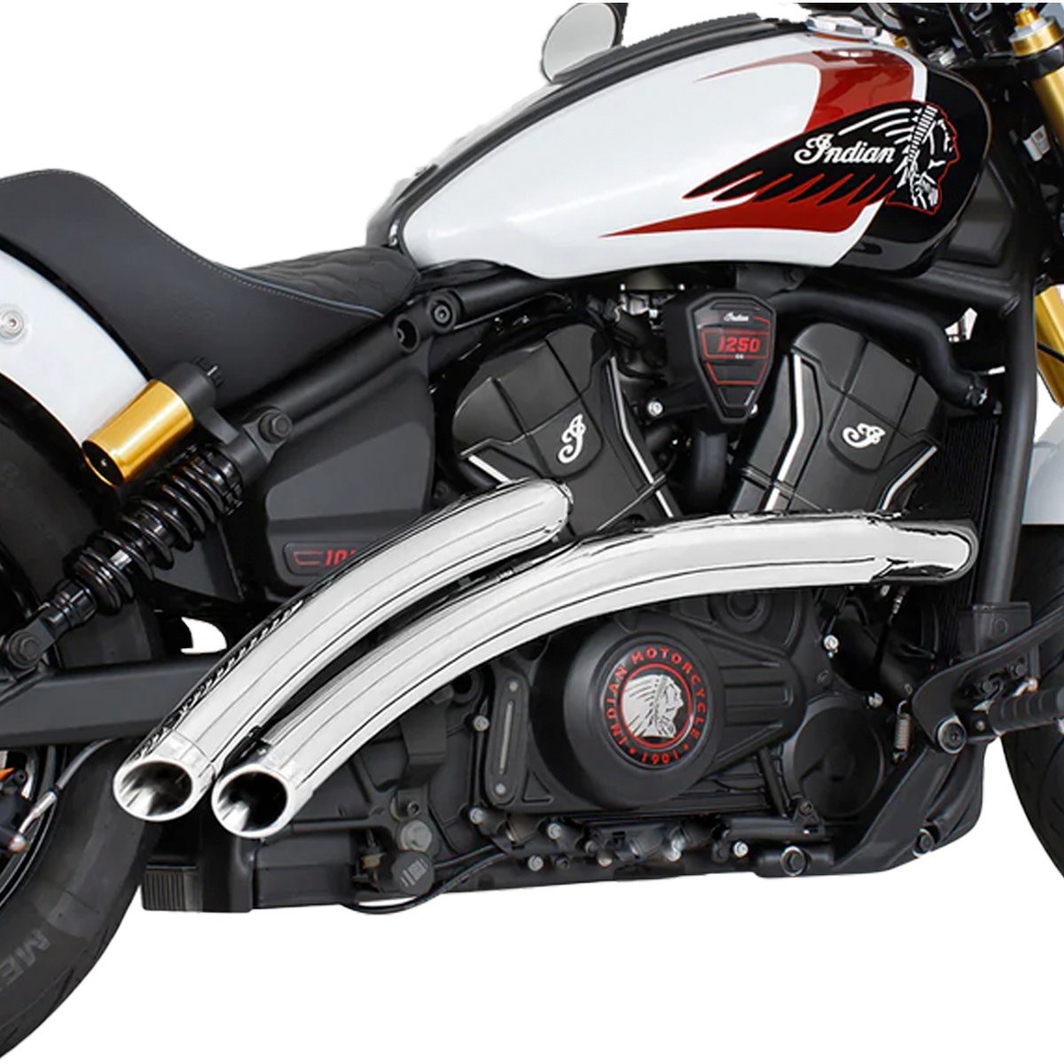 Escape Freedom Performance Radical Radius Cromo para Indian 2025 Scout / 101 / Classic / Super / Sport / Bobber