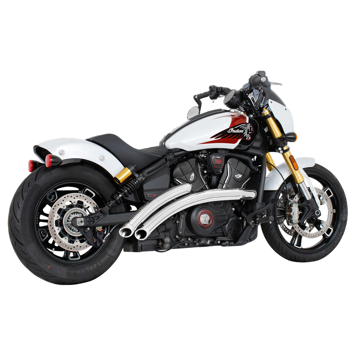 Escape Freedom Performance Radical Radius Cromo para Indian 2025 Scout / 101 / Classic / Super / Sport / Bobber