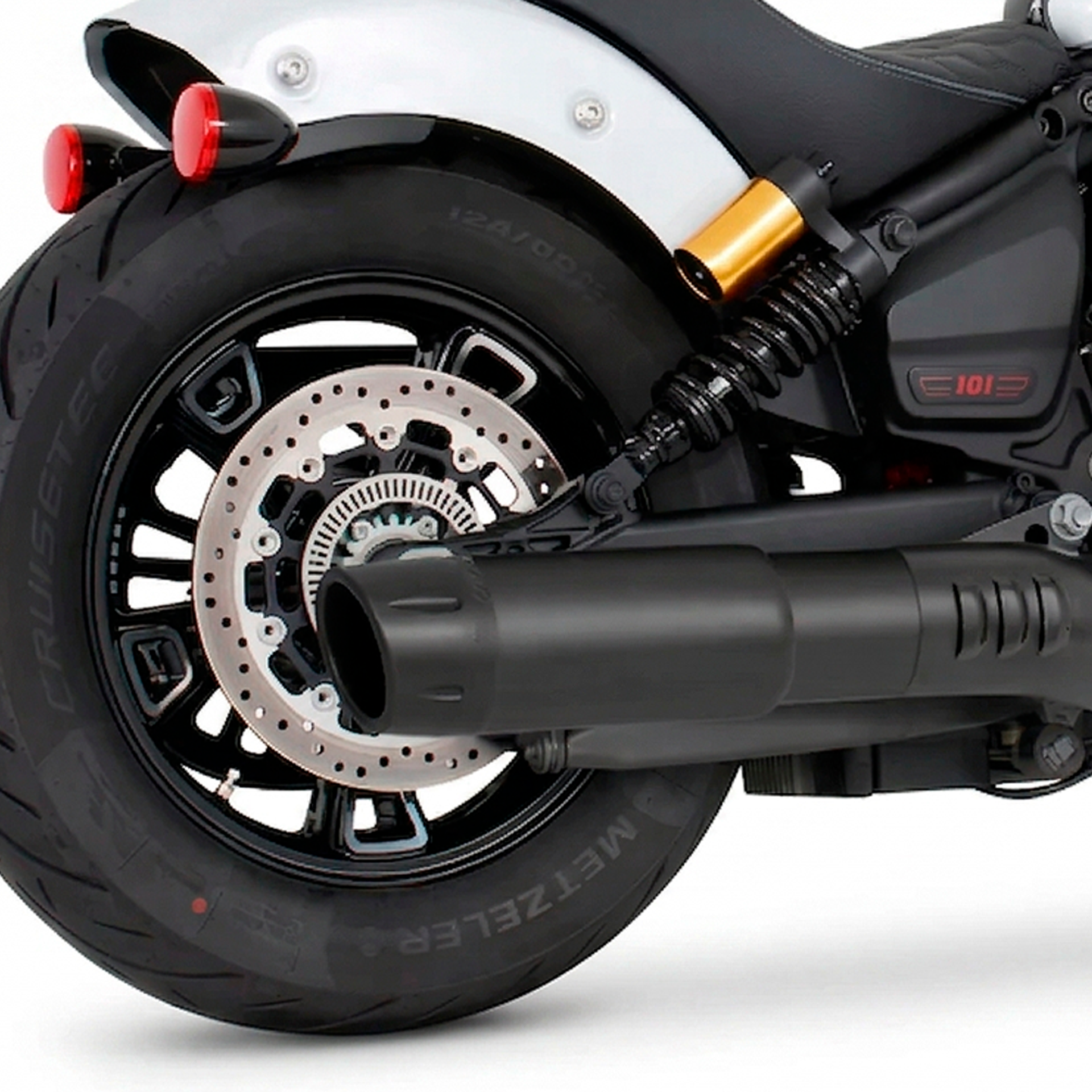 Escape Freedom Performance 4.5" Slip On Combat Fluted Negro para Indian 2025+ Scout (Cola)