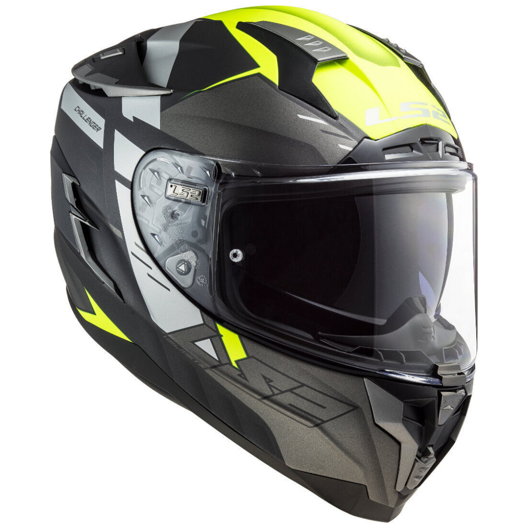 Casco Cerrado LS2 Challenger HPFC Allert Titanium Mate Amarillo FF327