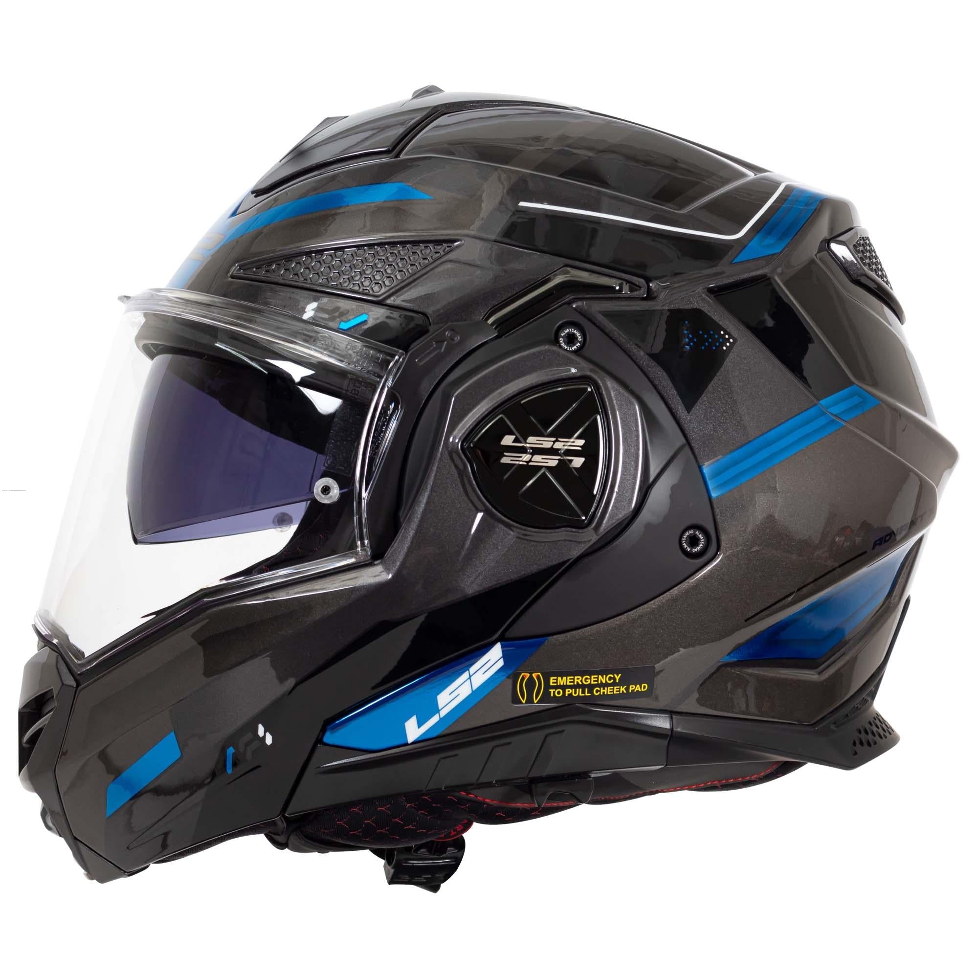 Casco Abatible LS2 Advant X Spectrum Negro Titanium Azul FF901