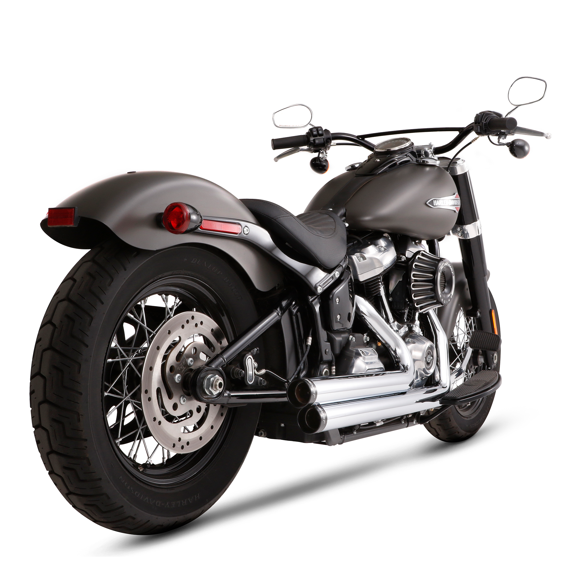 Escape Rinehart Racing 2 Into 2 Cromo para Harley Davidson '18-'24 Softail Fat Boy / Heritage Classic / Deluxe / Slim / Street Bob / Breakout / Standard / Low Rider / Sport Glide / Fat Bob (Sistema Completo)