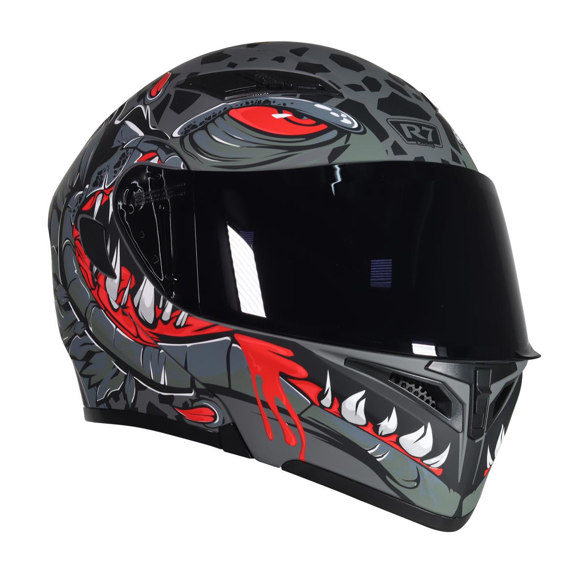 Casco Abatible R7 Racing Unscarred Piranha Doble Mica DOT