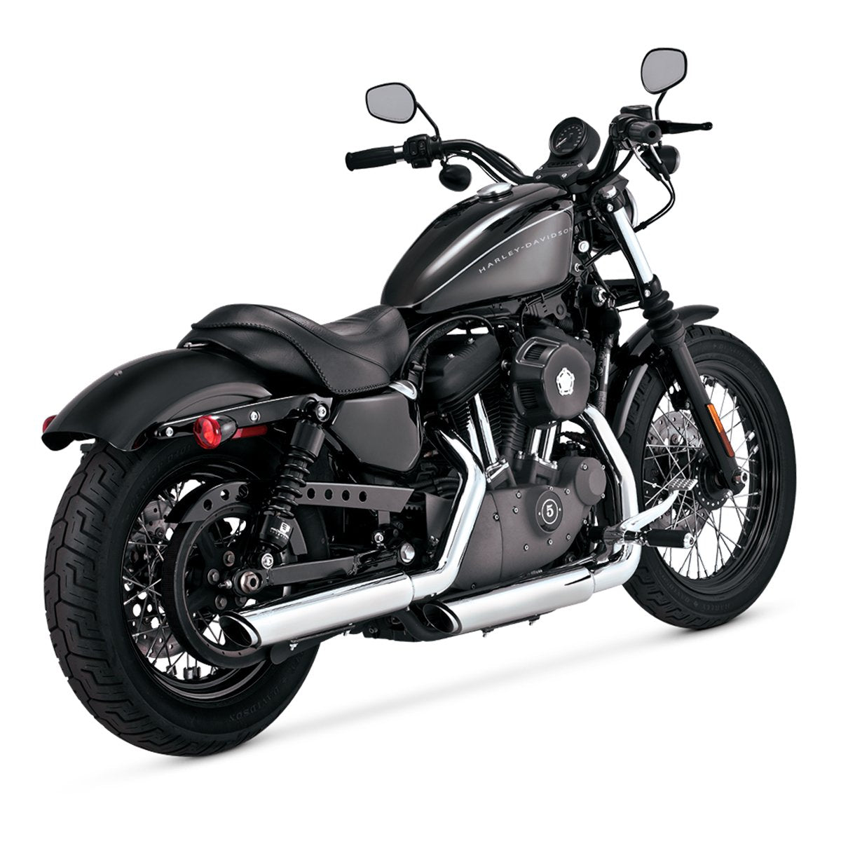 Escape Vance & Hines Twin Slash 3″ Slip Ons Cromo para Harley Davidson Sportster '04-'13 (Colas)