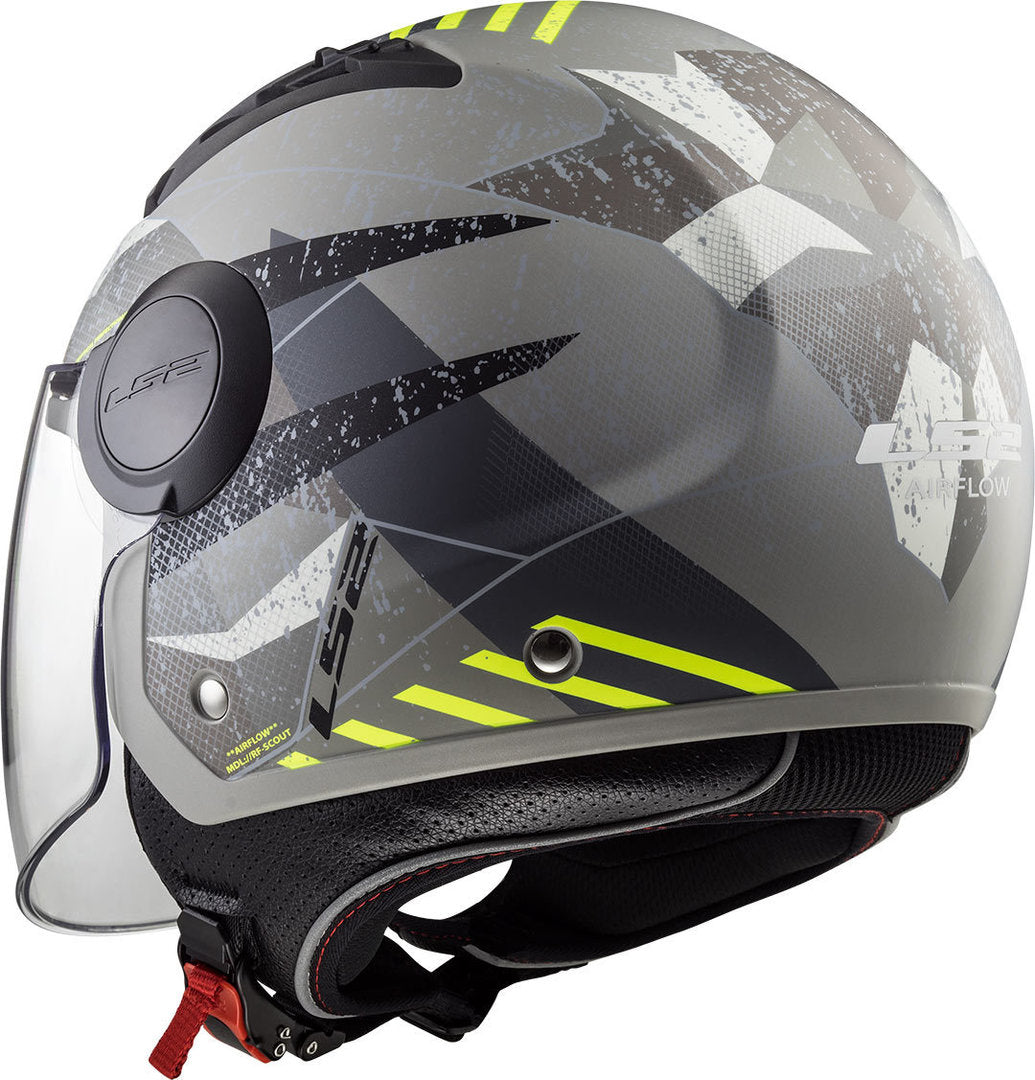 Casco Abierto LS2 Airflow Camo Titanium Mate Amarillo OF562