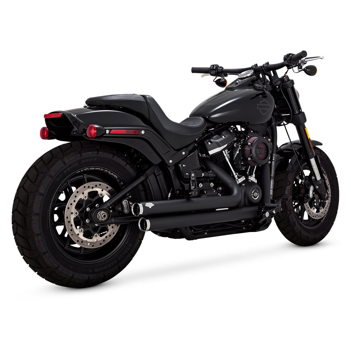 Escape Vance & Hines Big Shots Staggered Negro para Harley Davidson '18-'24 Softail Standard / Street Bob / Low Rider / Heritage Classic (Sistema Completo)