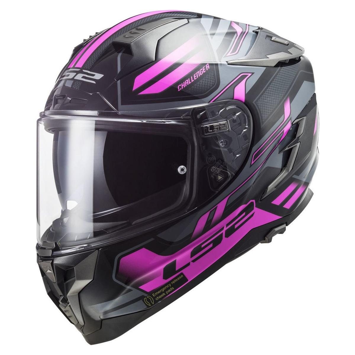 Casco Cerrado LS2 Challenger Spin Titanium / Rosa FF327