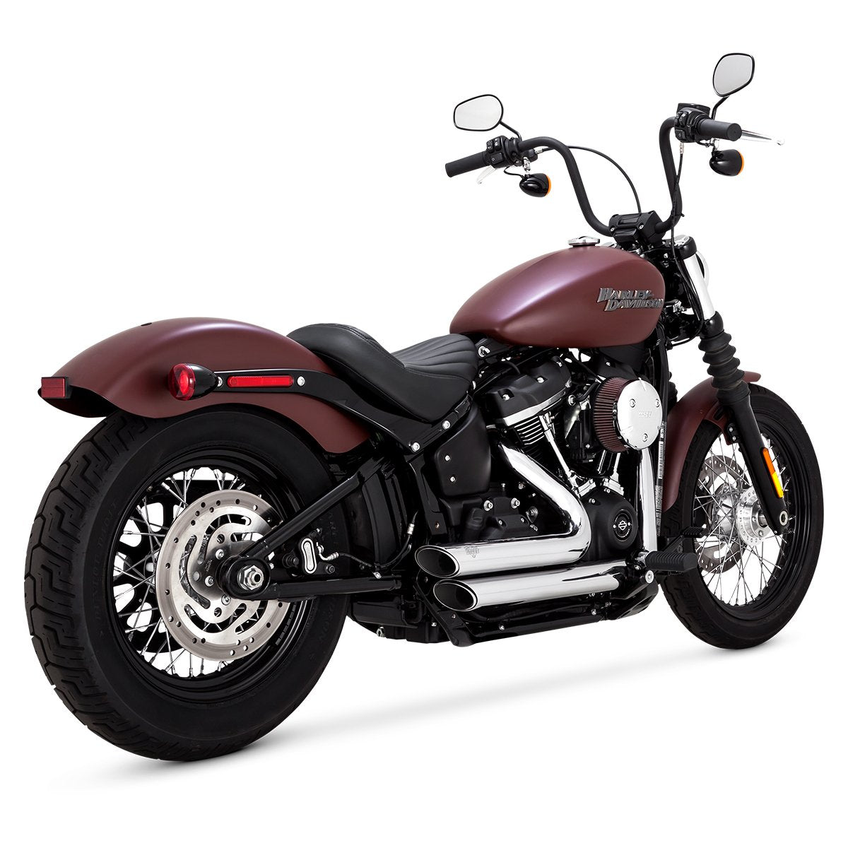 Escape Vance & Hines Shortshots Staggered Cromo para Harley Davidson '18-'24 Softail Fat Bob / Heritage Classic / Low Rider / Standard / Street Bob / Slim / Deluxe / Low Rider (Sistema Completo)