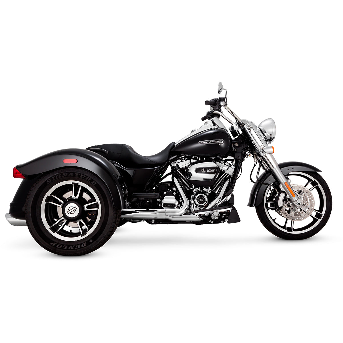 Escape Vance & Hines Twin Slash Round Slip Ons para Harley Davidson Freewheeler / Road Glide 3 (Colas)