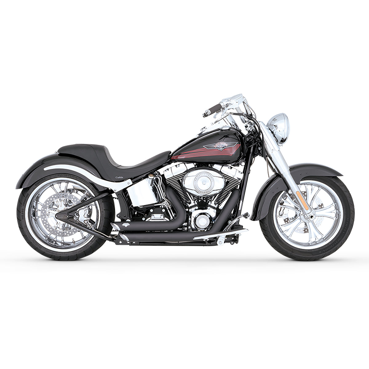 Escape Vance & Hines Shortshots Staggered Negro para Harley Davidson '86-'11 Softail (Sistema Completo)