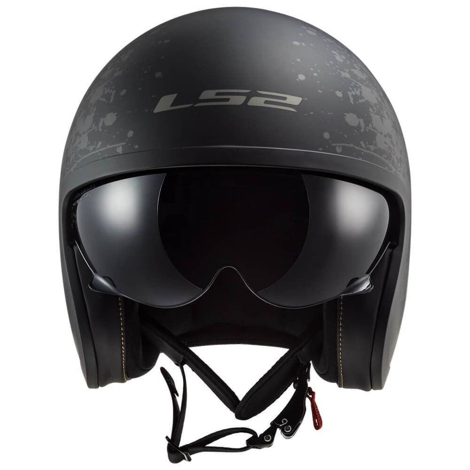 Casco Abierto LS2 Spitfire Black Flag Negro Mate Titanium OF599