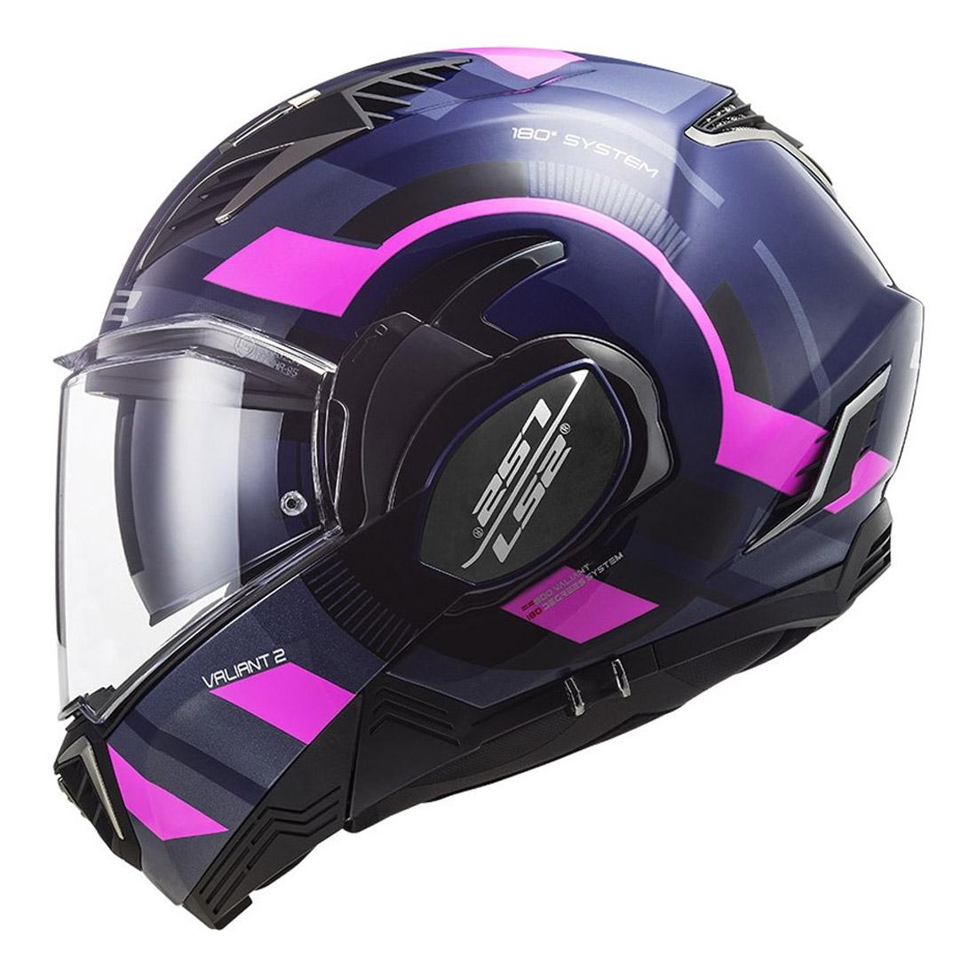 Casco Abatible LS2 Valiant II Velum Azul / Rosa FF900