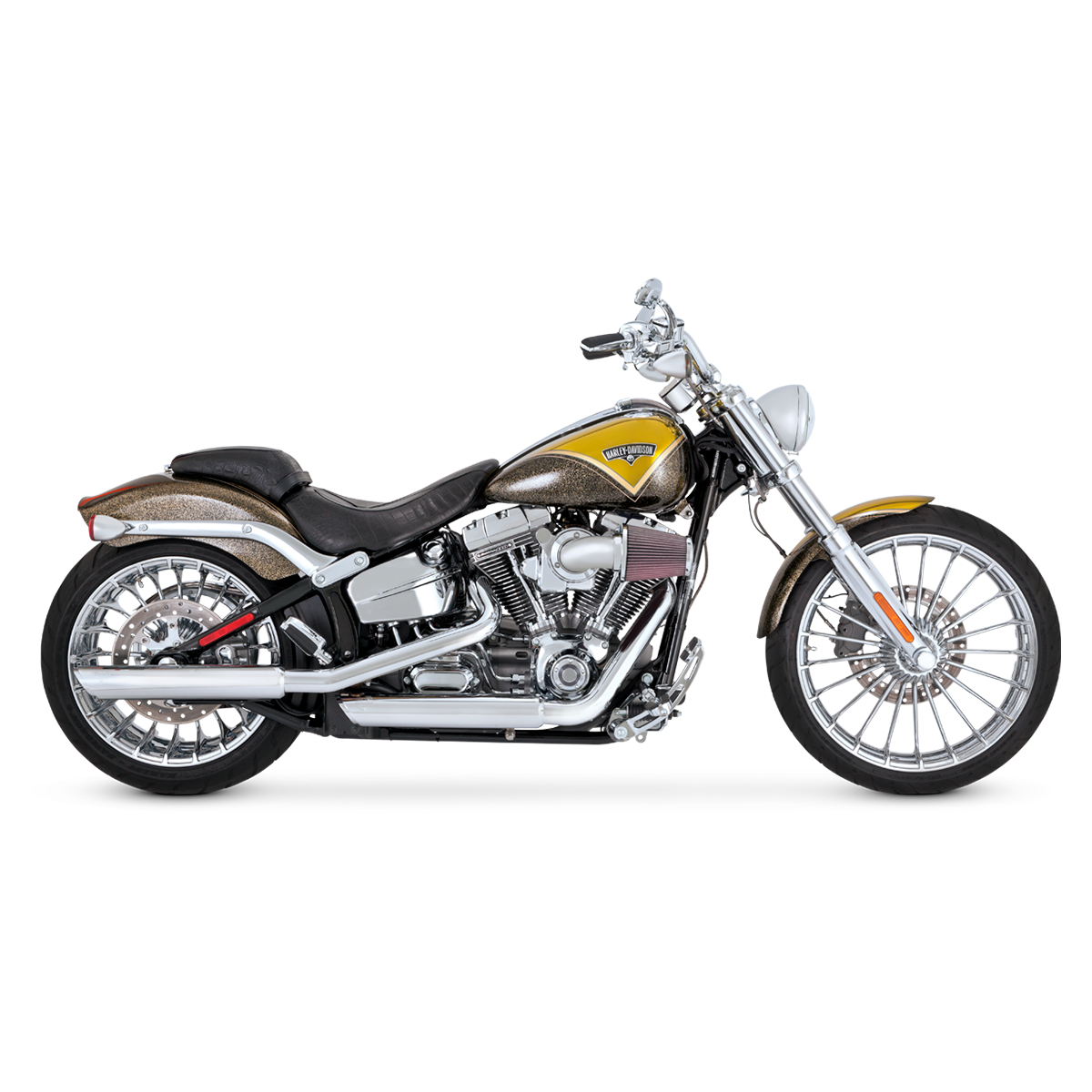 Escape Vance & Hines Twin Slash 3″ Slip Ons Cromo para Harley Davidson '07-'17 Softail (Colas)