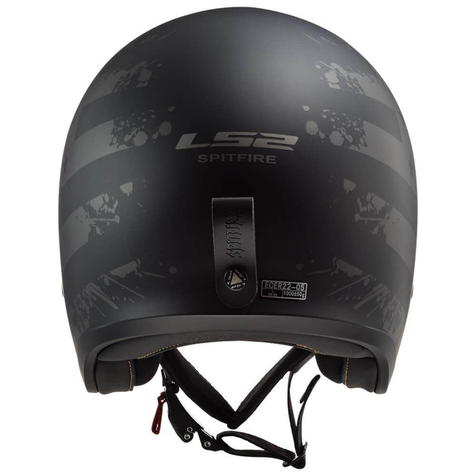 Casco Abierto LS2 Spitfire Black Flag Negro Mate Titanium OF599