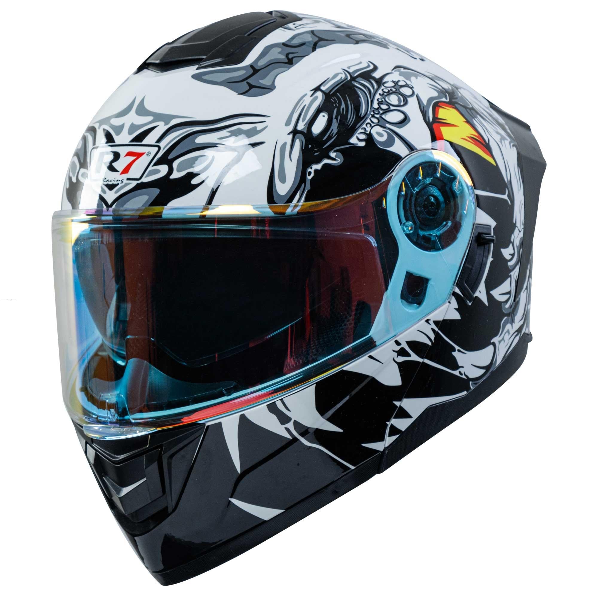 Casco Abatible R7 Racing Alfa Doble Mica DOT White Wild