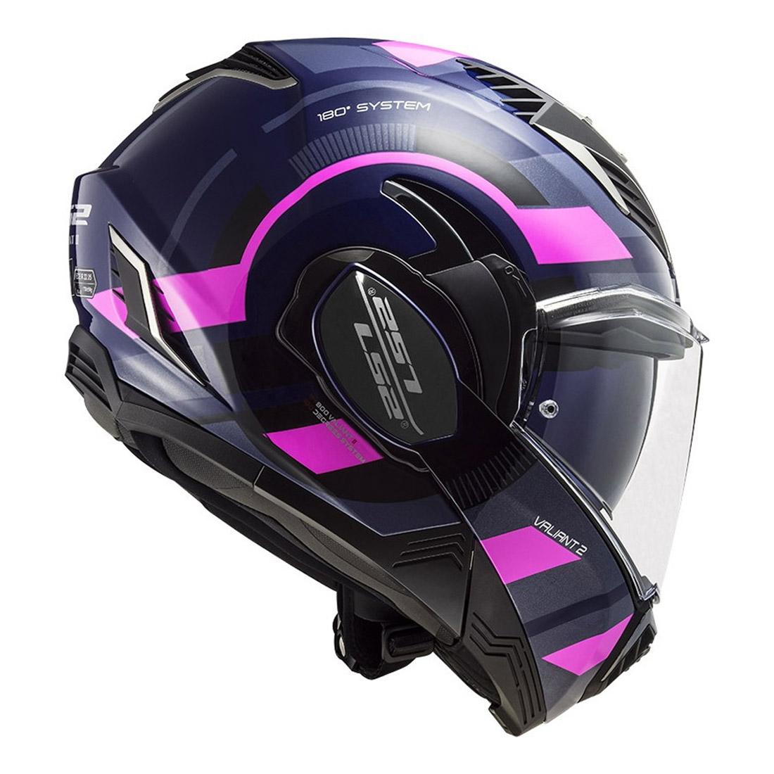 Casco Abatible LS2 Valiant II Velum Azul / Rosa FF900