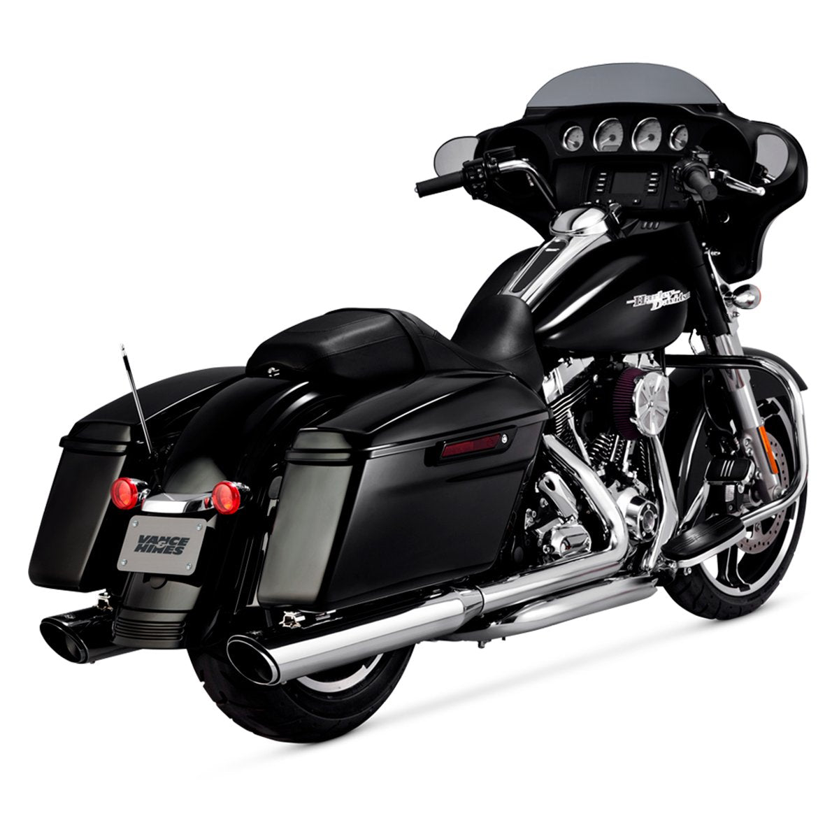 Escape Vance & Hines Twin Slash Round Slip Ons Cromo para Harley Davidson '95-'16 Touring (Colas)
