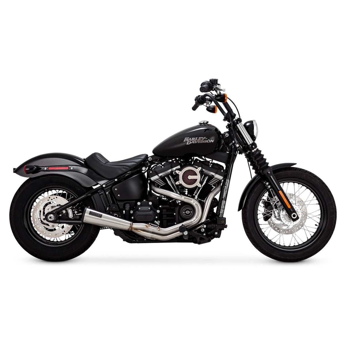 Escape Vance & Hines Stainless 2 Into 1 Upsweep para Harley Davidson '18-'24 Softail Standard / Low Rider / Fat Bob / Street Bob / Slim / Deluxe (Sistema Completo)