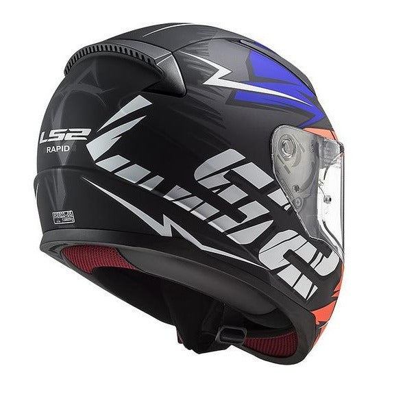 Casco Cerrado LS2 Rapid Cromo Azul Naranja Mate FF353