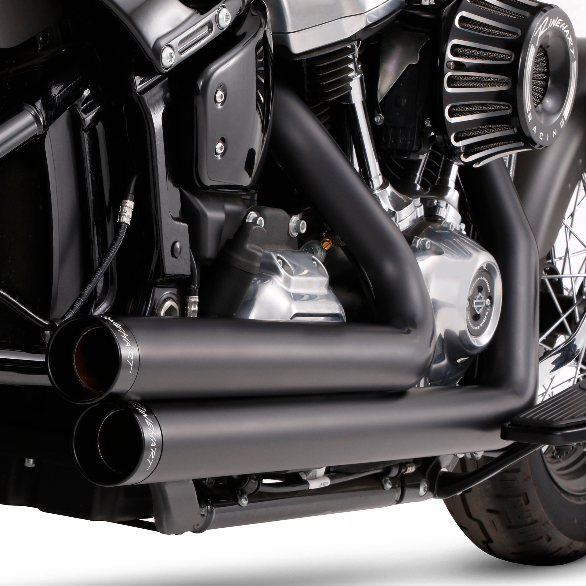 Escape Rinehart Racing 2 Into 2 Negro para Harley Davidson '18-'24 Softail (Sistema Completo)