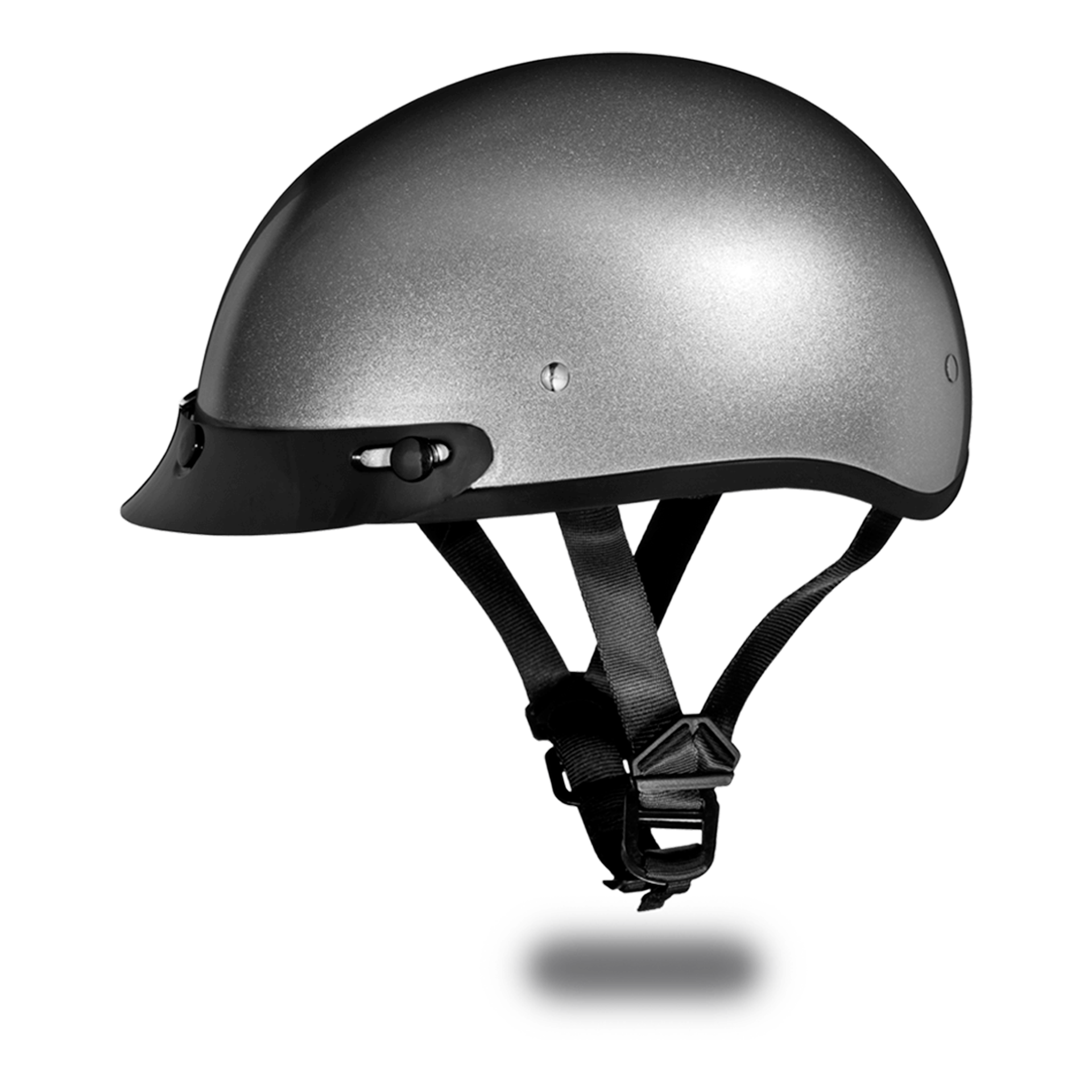 Casco Abierto Daytona Helmets Skull Cap D.O.T. con Visera - Plata Metálico