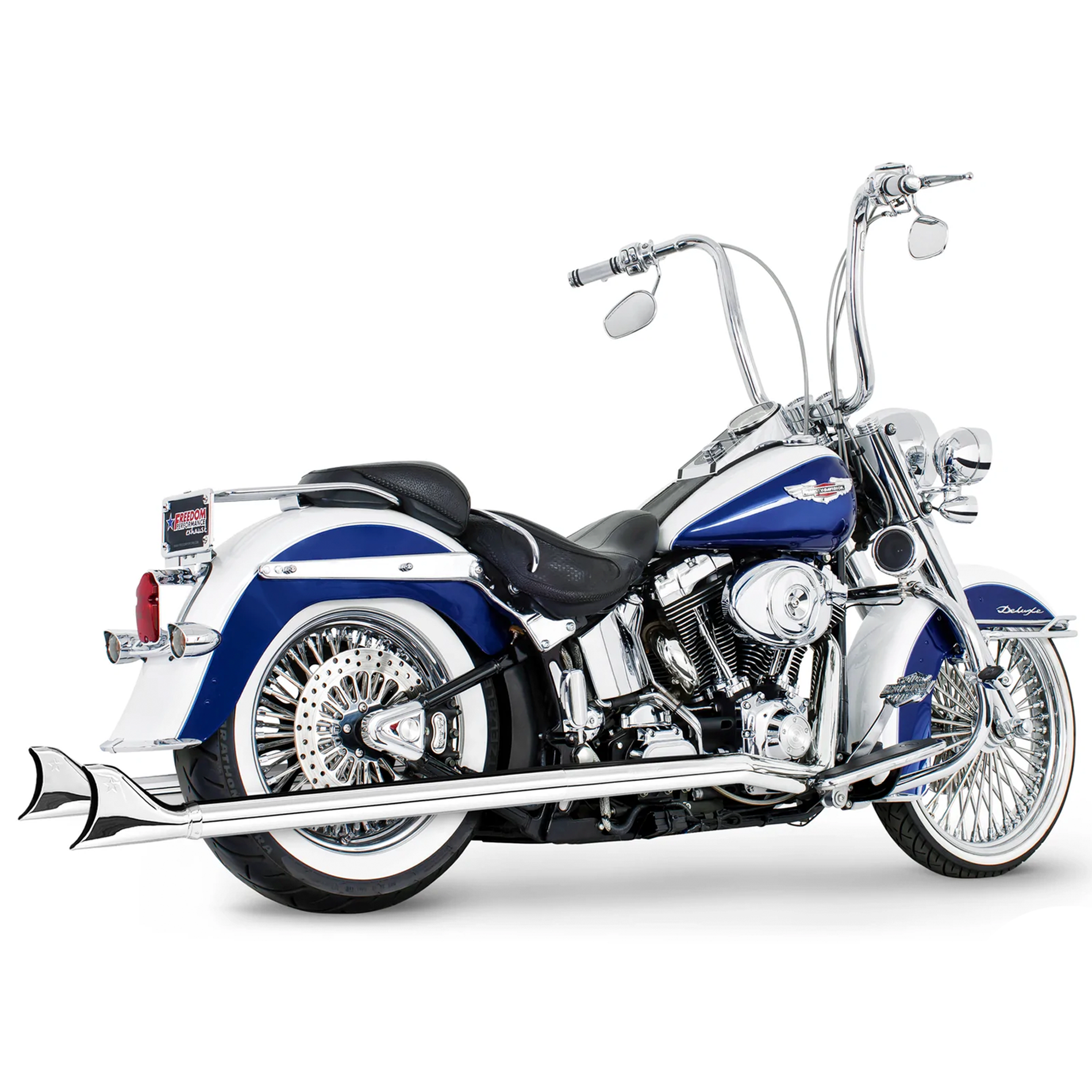 Escape Freedom Performance 2.5″ Classic Sharktail True Duals Cromo para Harley Davidson '97-'06 Softail (Sistema Completo)