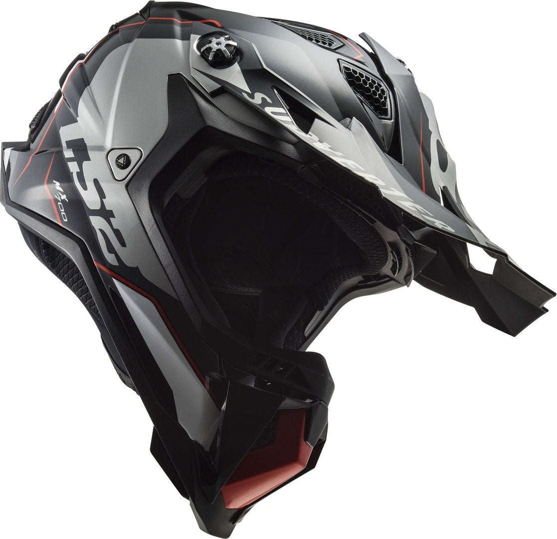 Casco Cross LS2 Subverter Arched Negro Plata Titan MX700