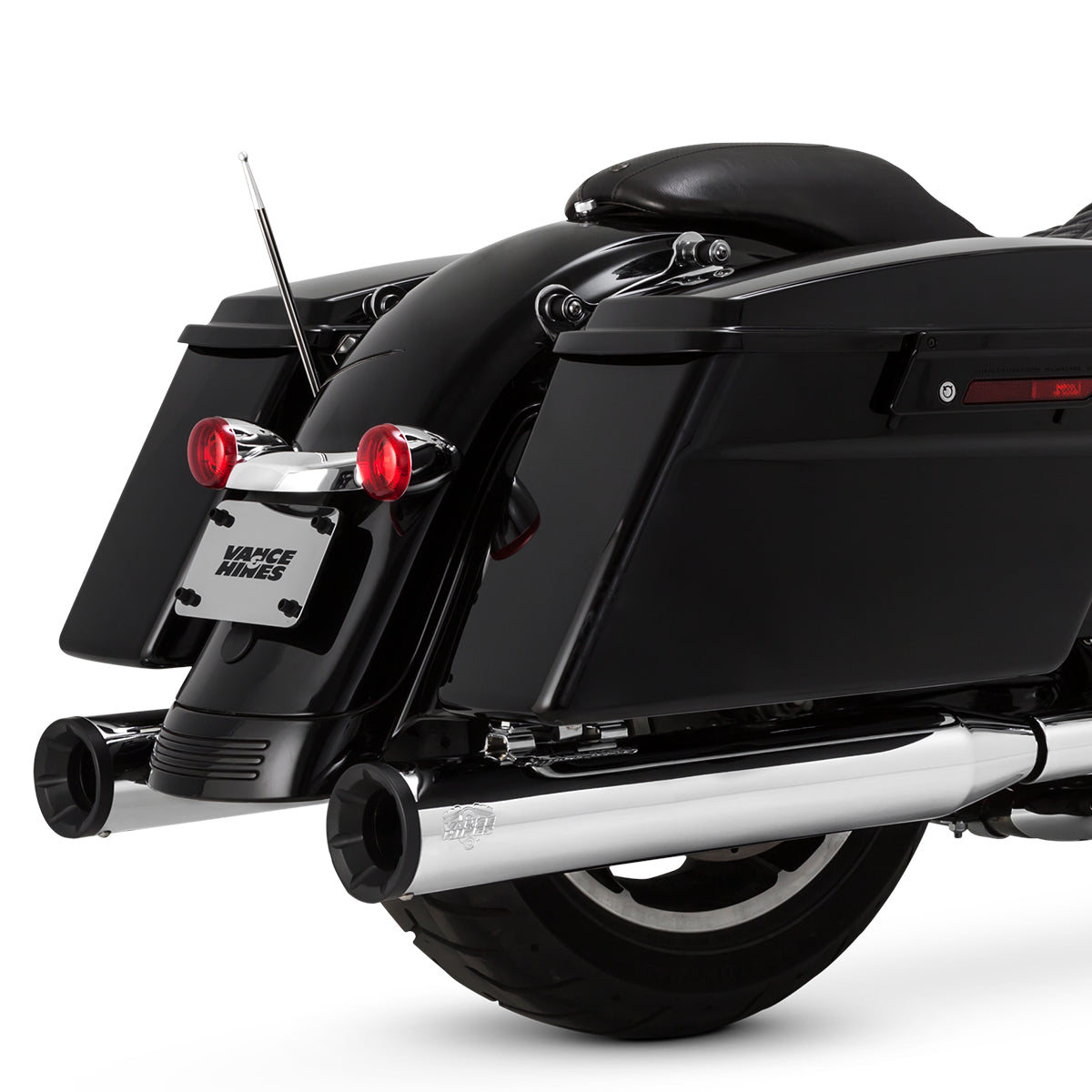 Escape Vance & Hines Eliminator 400 Slip Ons Cromo/Negro para Harley Davidson '95-'16 Touring (Colas)